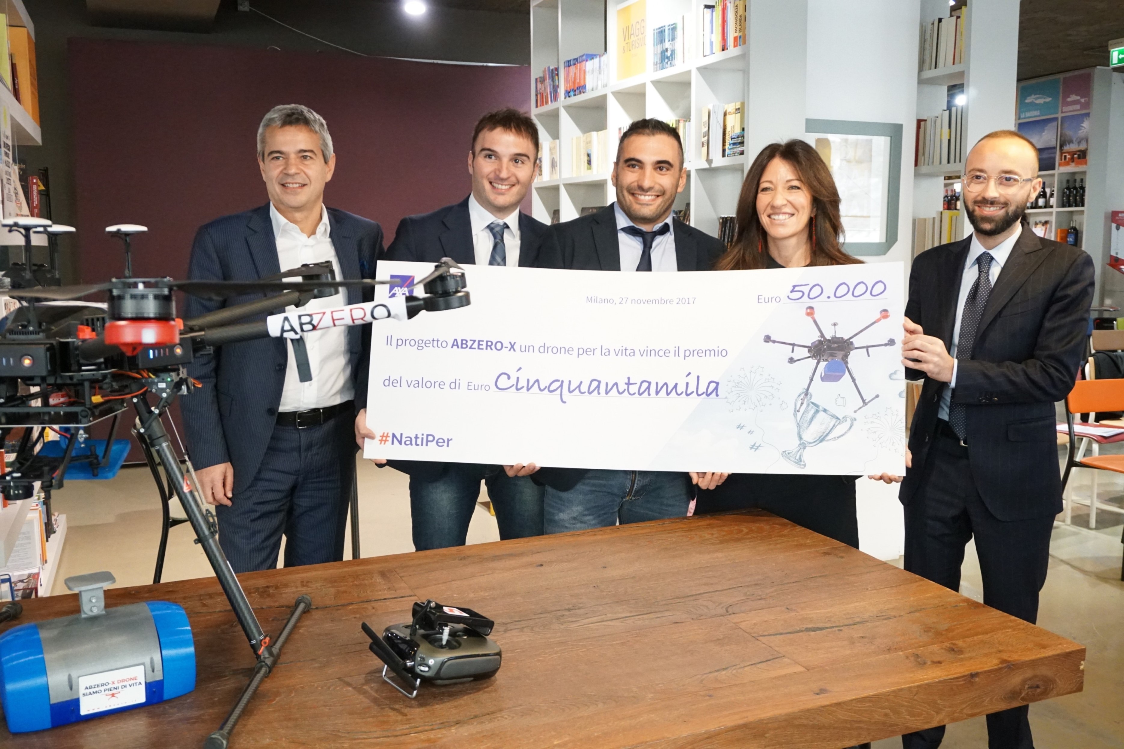 AXA Italia mette le ali ad Abzero, vincitore di  #NatiPer, grazie a un premio del valore di 50.000 euro. Strumenti e software per far volare il drone per la vita