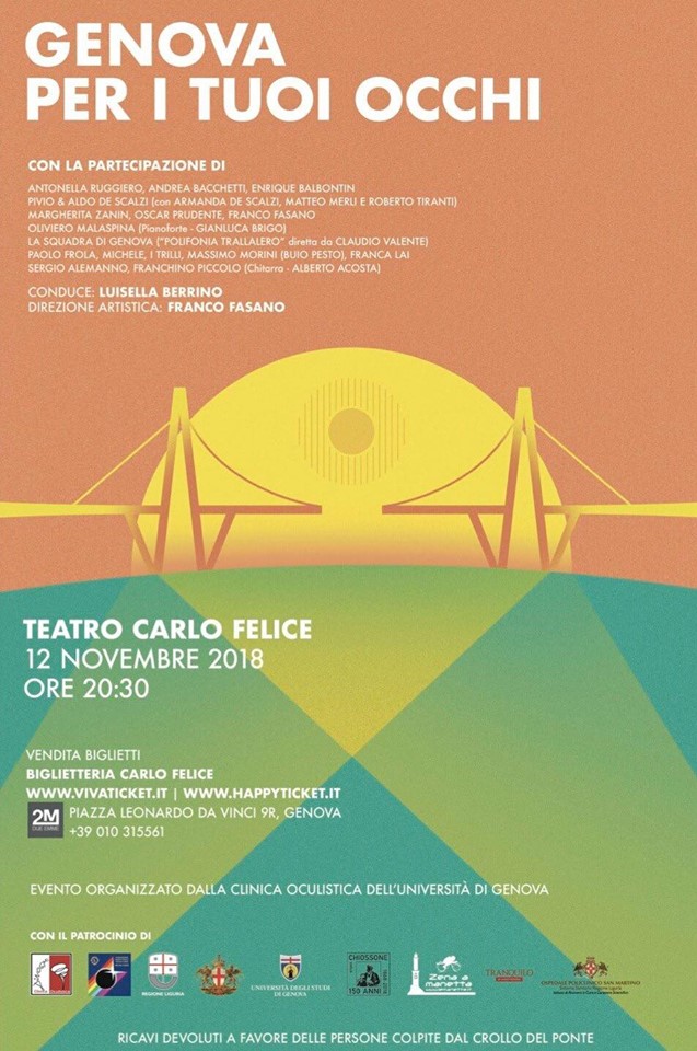 “Genova per i Tuoi Occhi” 12 Novembre 2018, Teatro Carlo Felice