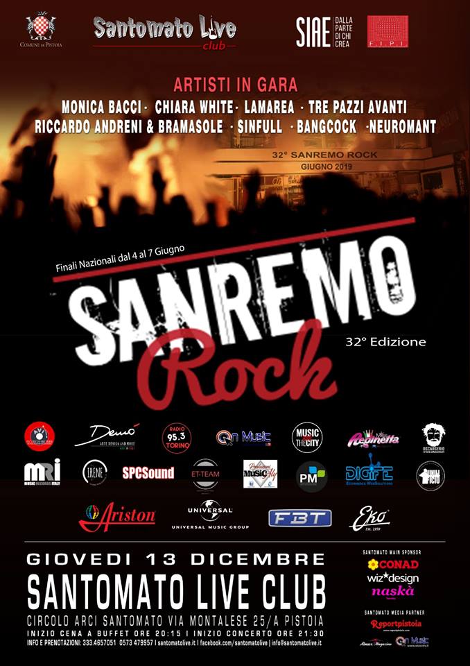 32° Sanremo Rock - settimana di selezioni in Toscana e Abruzzo/Molise