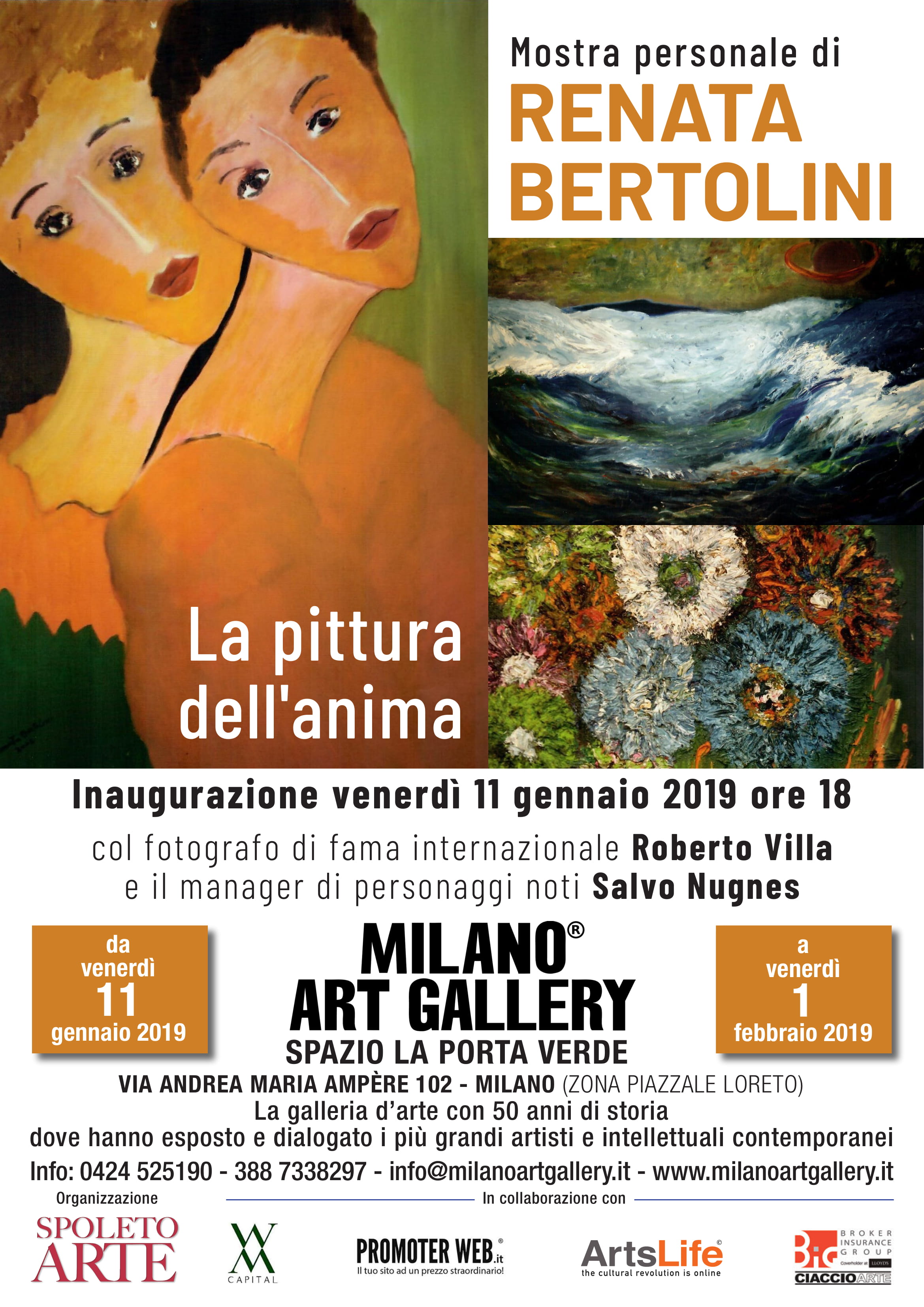 Milano Art Gallery: Salvo Nugnes, Maria Rita Parsi e Roberto Villa presentano Renata Bertolini
