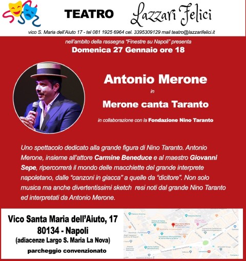 Antonio Merone in Merone canta Taranto al teatro Lazzari Felici