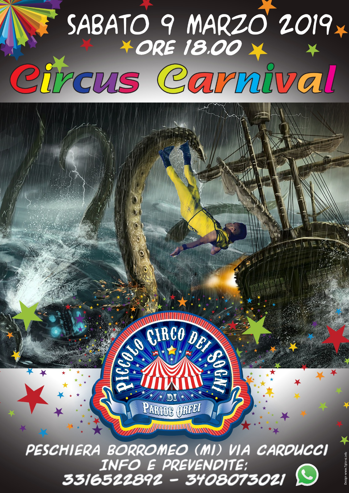 Circus Carnival: l’incredibile spettacolo di Carnevale al circo di Peschiera Borromeo (Milano), in programma per sabato 9 marzo, ore 18.00