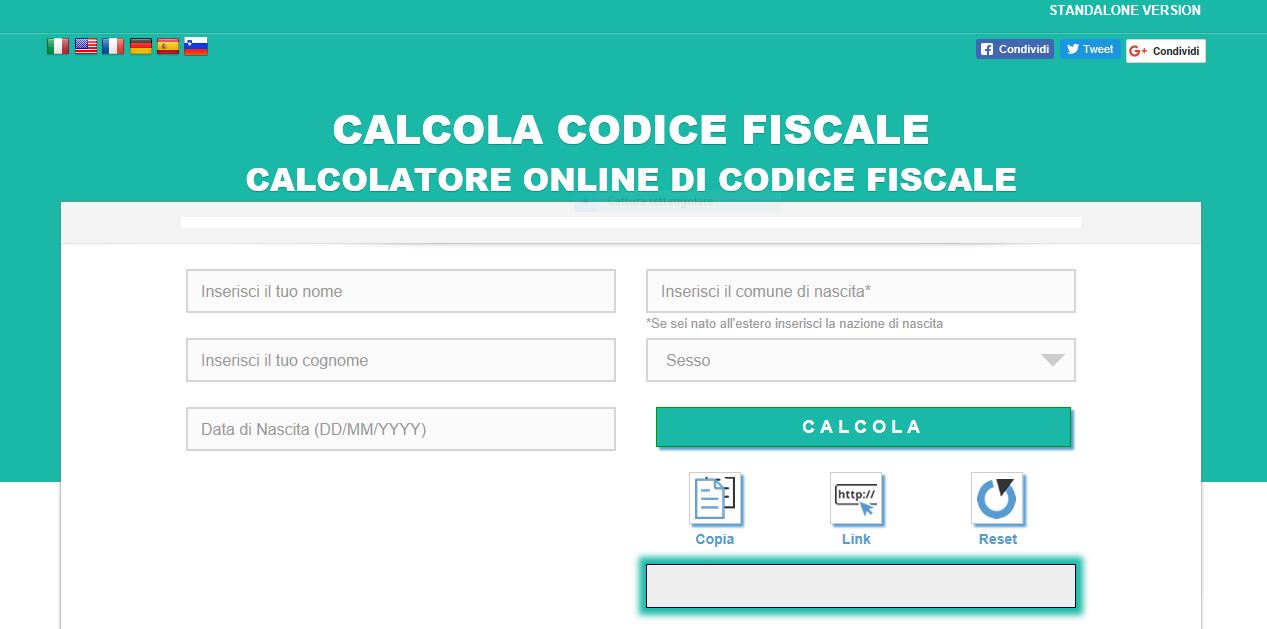 La comodità del calcolatore online di codice fiscale