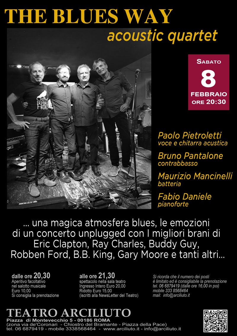 The Blues Way acoustic quartet, al Teatro Arciliuto di Roma (8 febbraio)