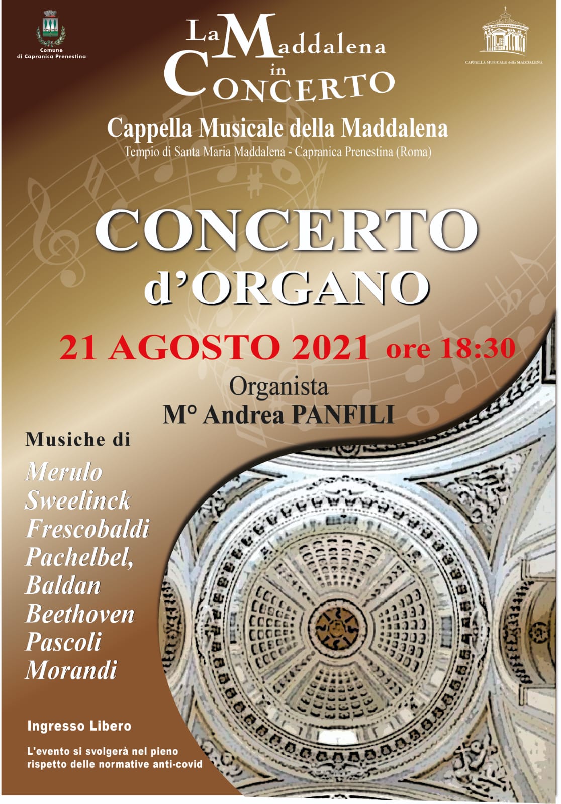 A Capranica Prenestina concerto d'organo del Maestro Andrea Panfili