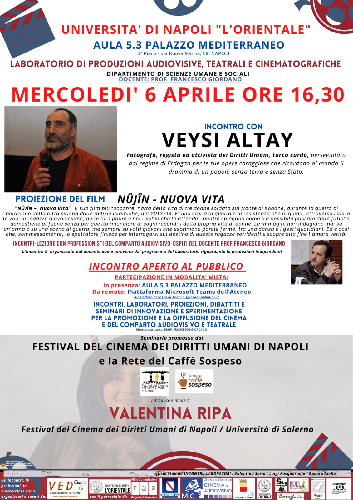 Il tour in Italia del regista curdo  Veysi Altay fa tappa all’Orientale di Napoli