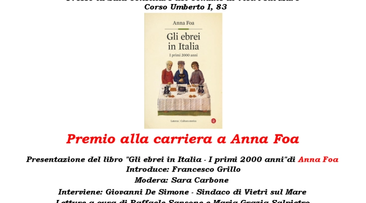 Premio alla Carriera a Anna Foa nell'ambito della 6^ Edizione DiVini Libri Chiacchierata con l'Autore.