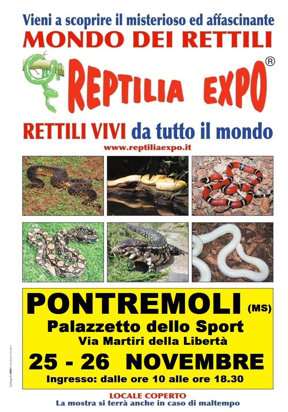 L'affascinante mondo dei rettili in mostra al Palazzetto dello Sport di PONTREMOLI (Ms)