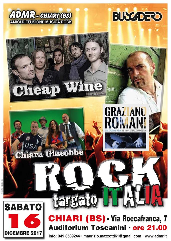 ROCK TARGATO ITALIA con Chiara Giacobbe  Cheap Wine e Graziano Romani a Chiari (BS)