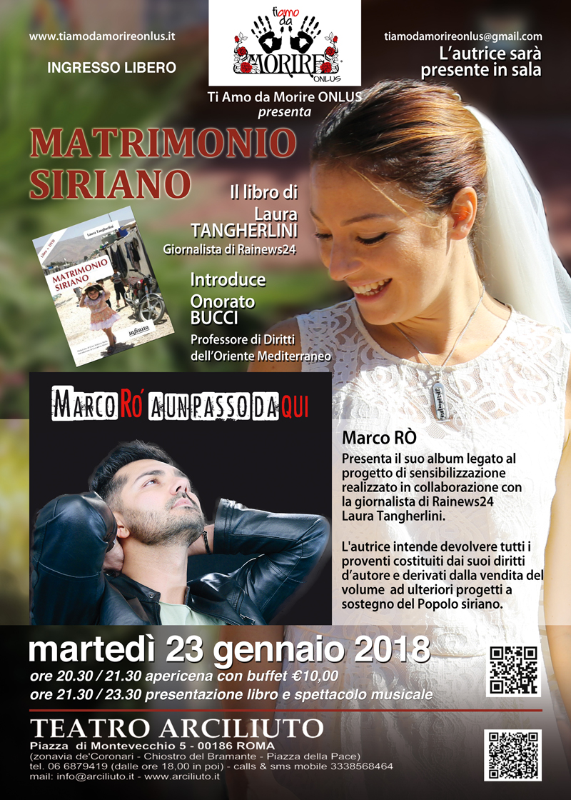 Foto 1 - Roma, 23 gennaio 2018, al Teatro Arciliuto l'Ass. Ti Amo da morire Onlus presenta “Matrimonio Siriano” e “A un passo da qui”