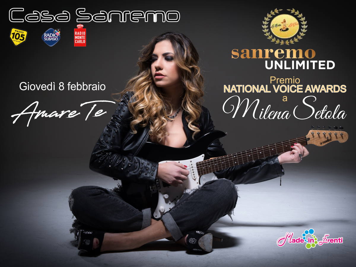 Milena Setola premiata a Casa Sanremo con il National Voice Awards