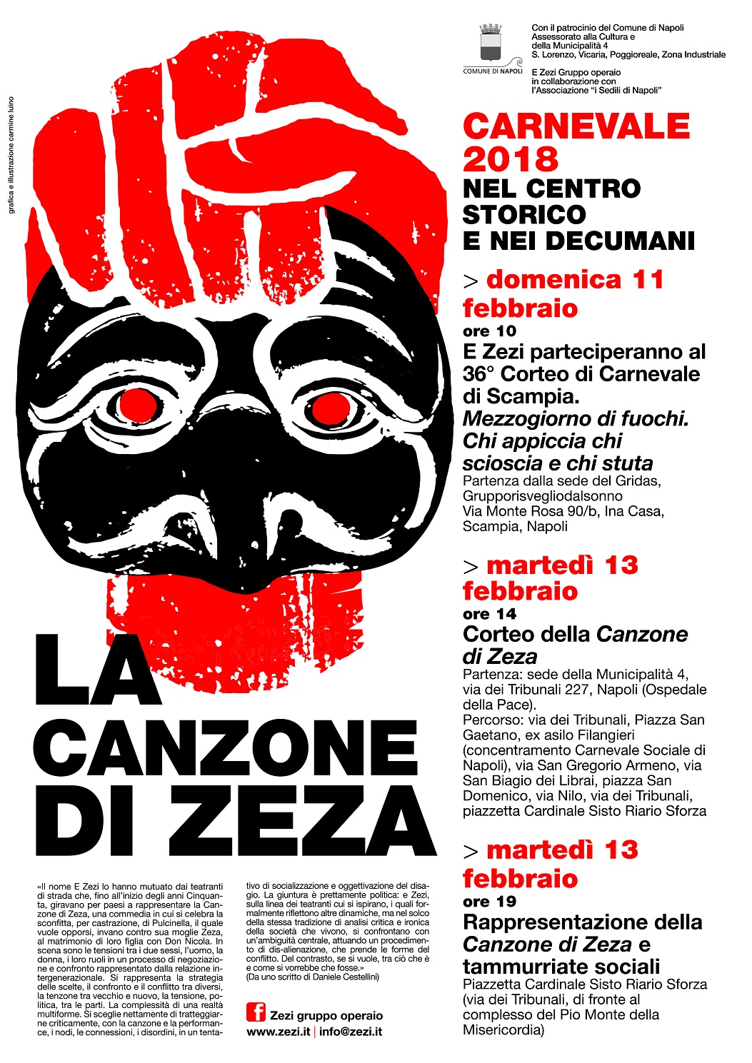Napoli: Il Gruppo Operaio “E Zezi” partecipa al Carnevale 2018 con “La Canzone di Zeza”. (Scritto da Antonio Castaldo)