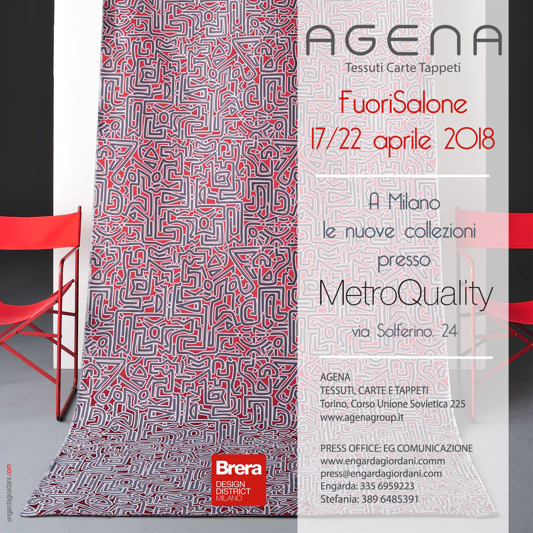 Agena al FUORISALONE 2018. Al Brera Design District con le nuove collezioni di tessuti e carte da parati.