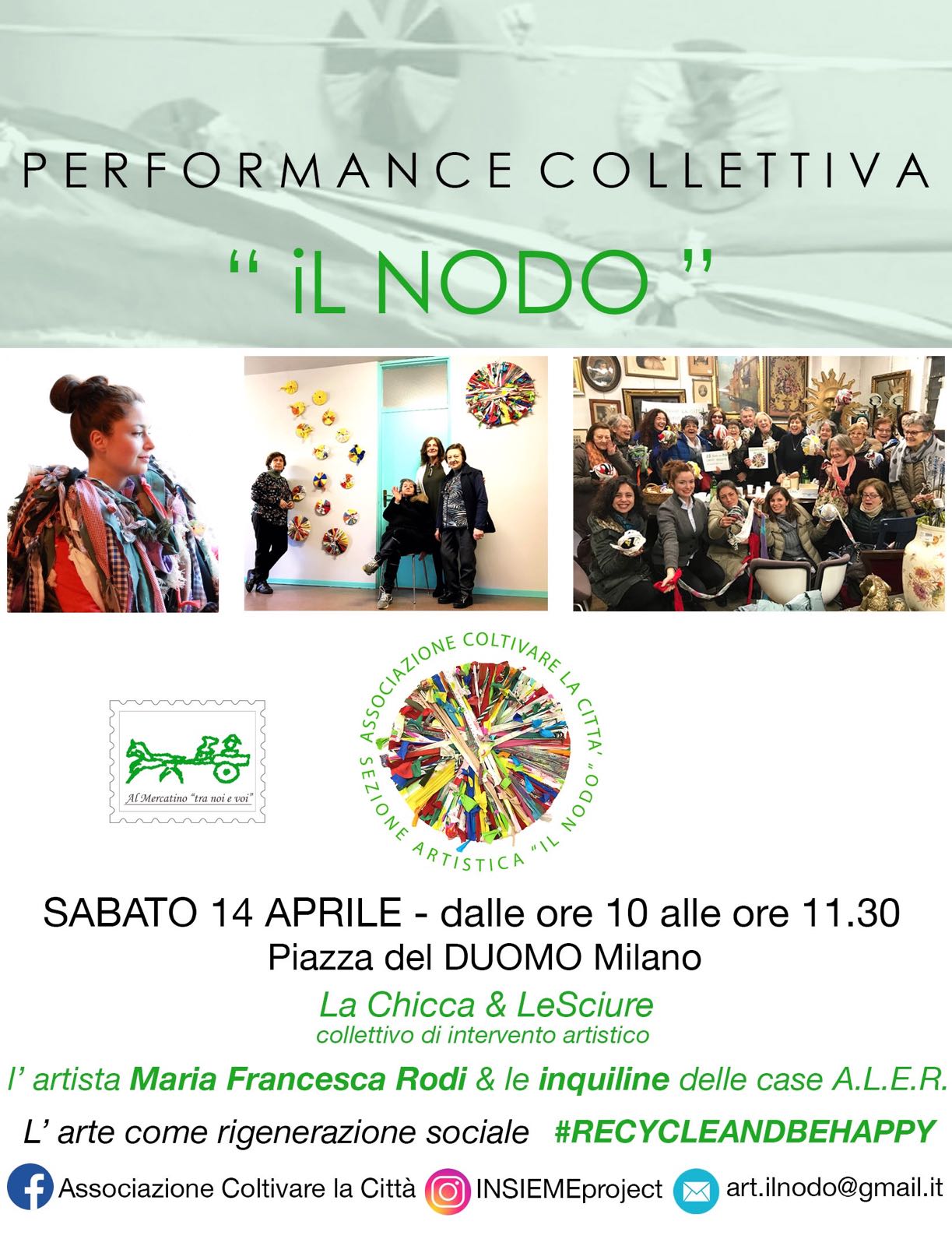IL NODO, performance collettiva, Milano Piazza del Duomo, Sabato 14 Aprile