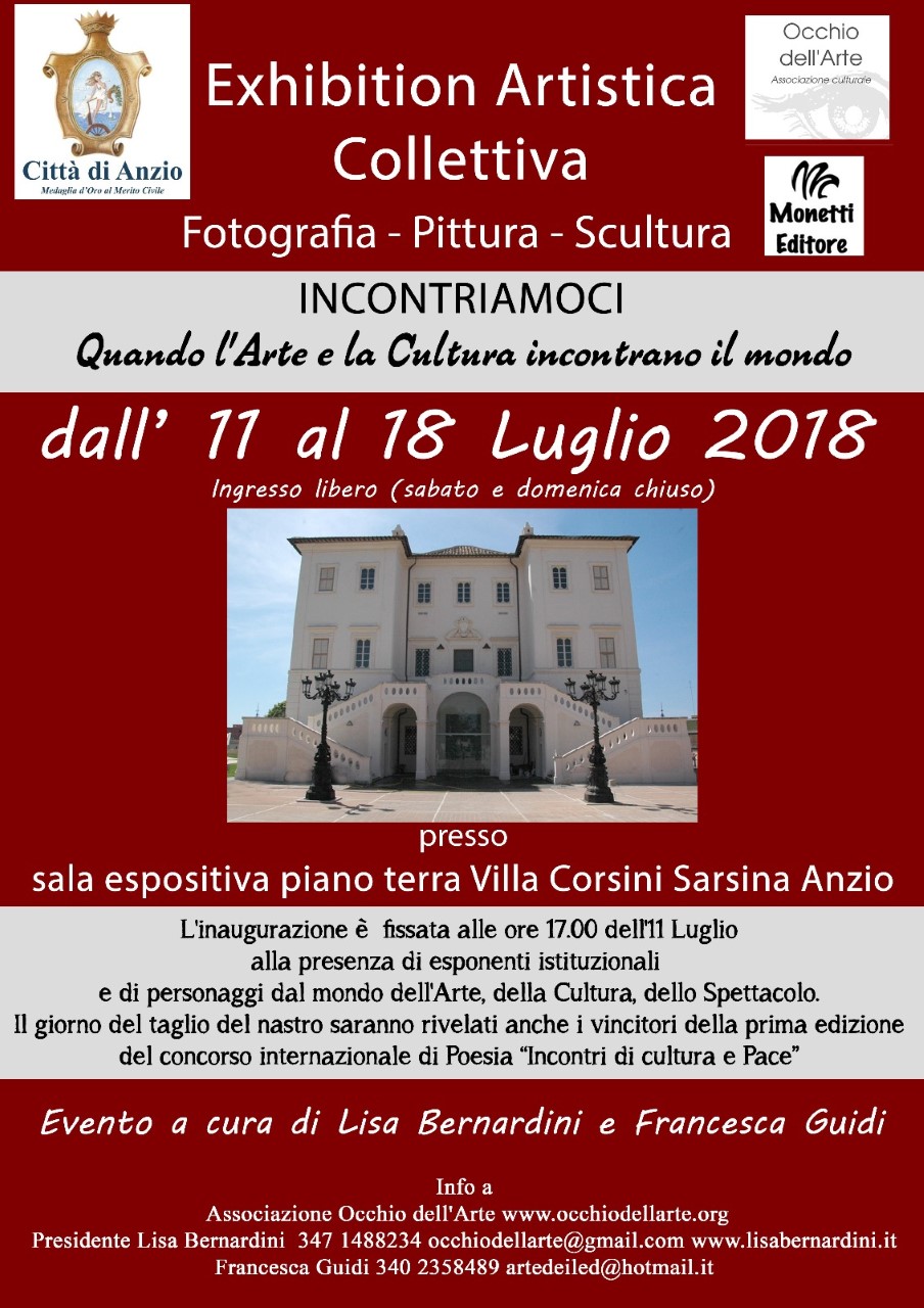 INCONTRI DI CULTURA E PACE a Villa Corsini Sarsina - ANZIO 11 LUGLIO 2018