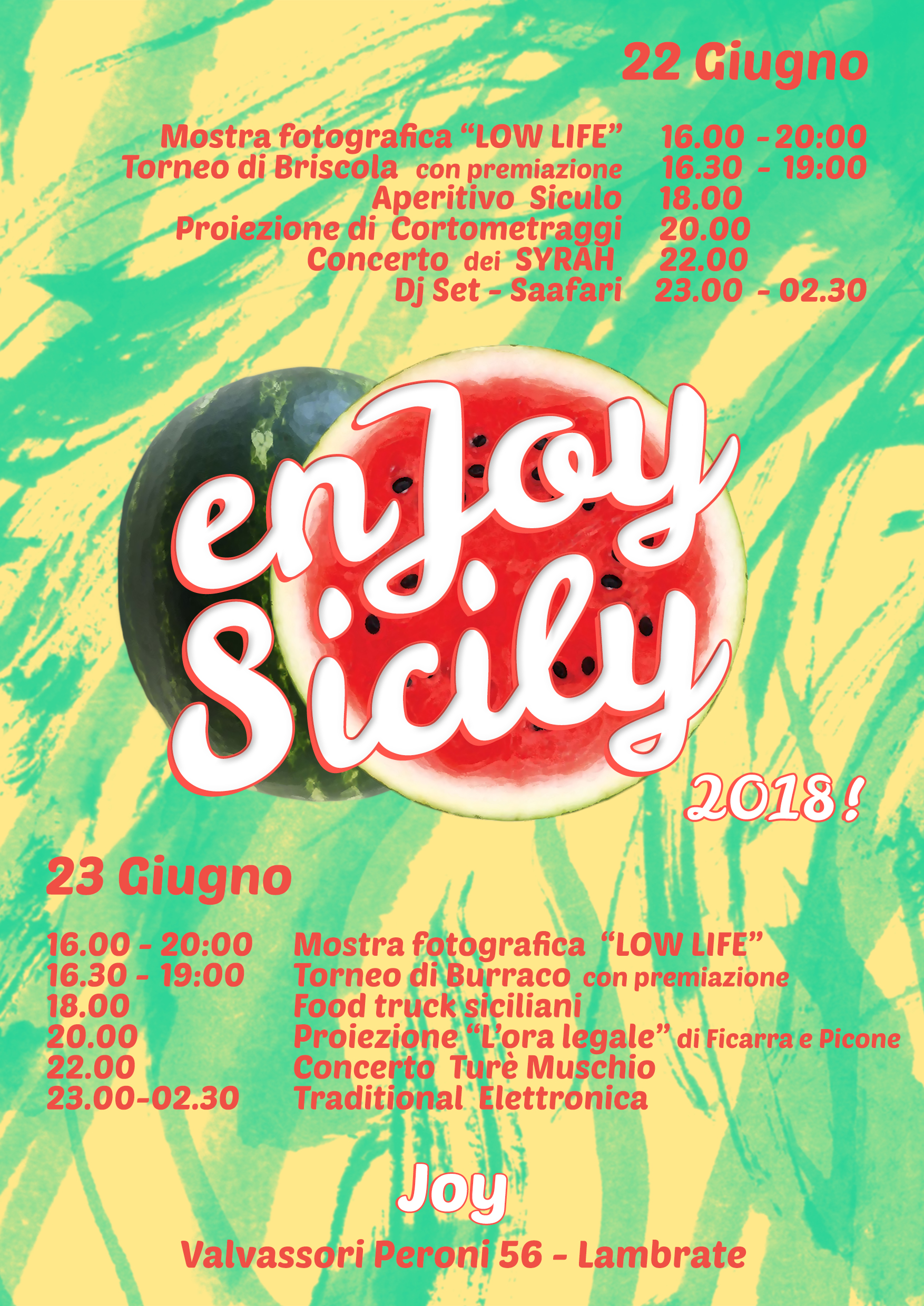 EnJoy Sicily... venerdì 22 e sabato 23 giugno, al Joy di Milano, due giorni interi dedicati alla Sicilia...