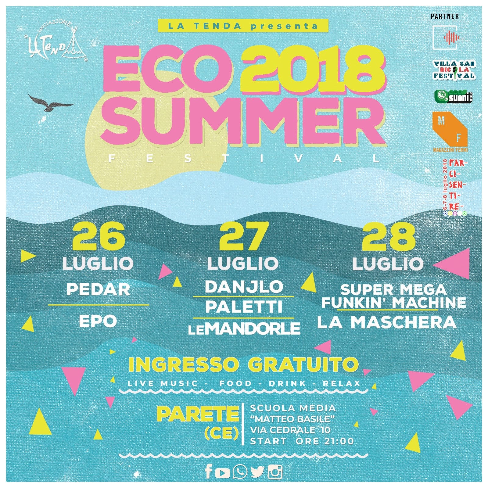 Eco Summer Festival 2018 a Parete in provincia di Caserta torna con tanti nomi della musica indie e funkie