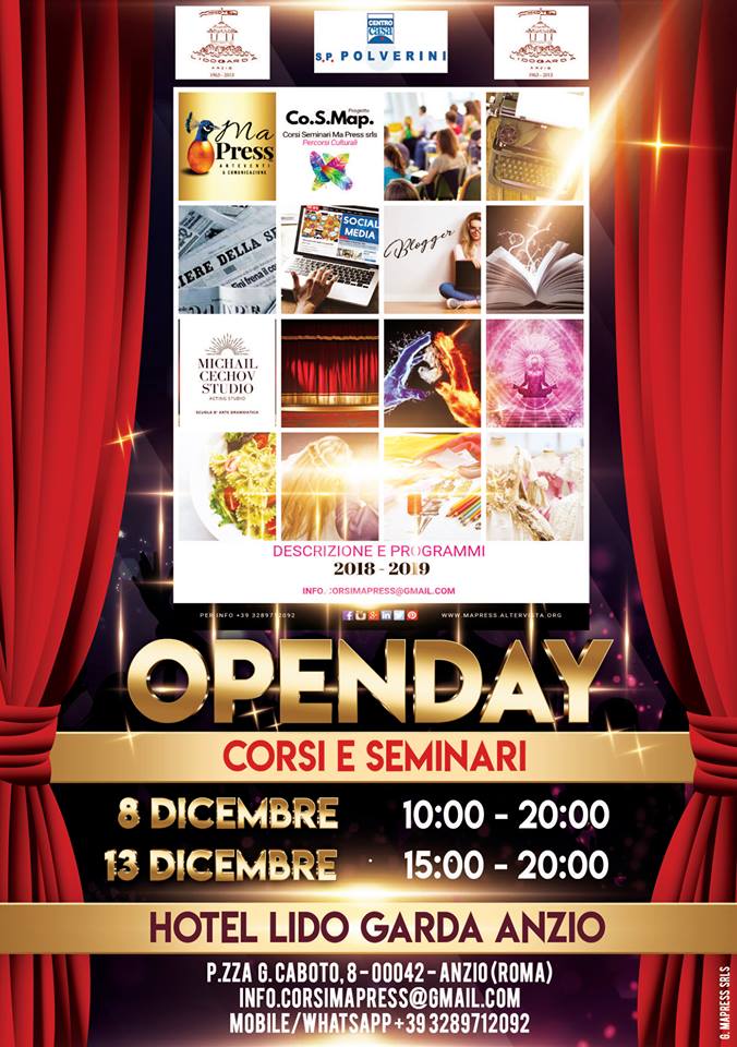 Openday Corsi e Seminari ad Anzio. Lezioni prova gratuite