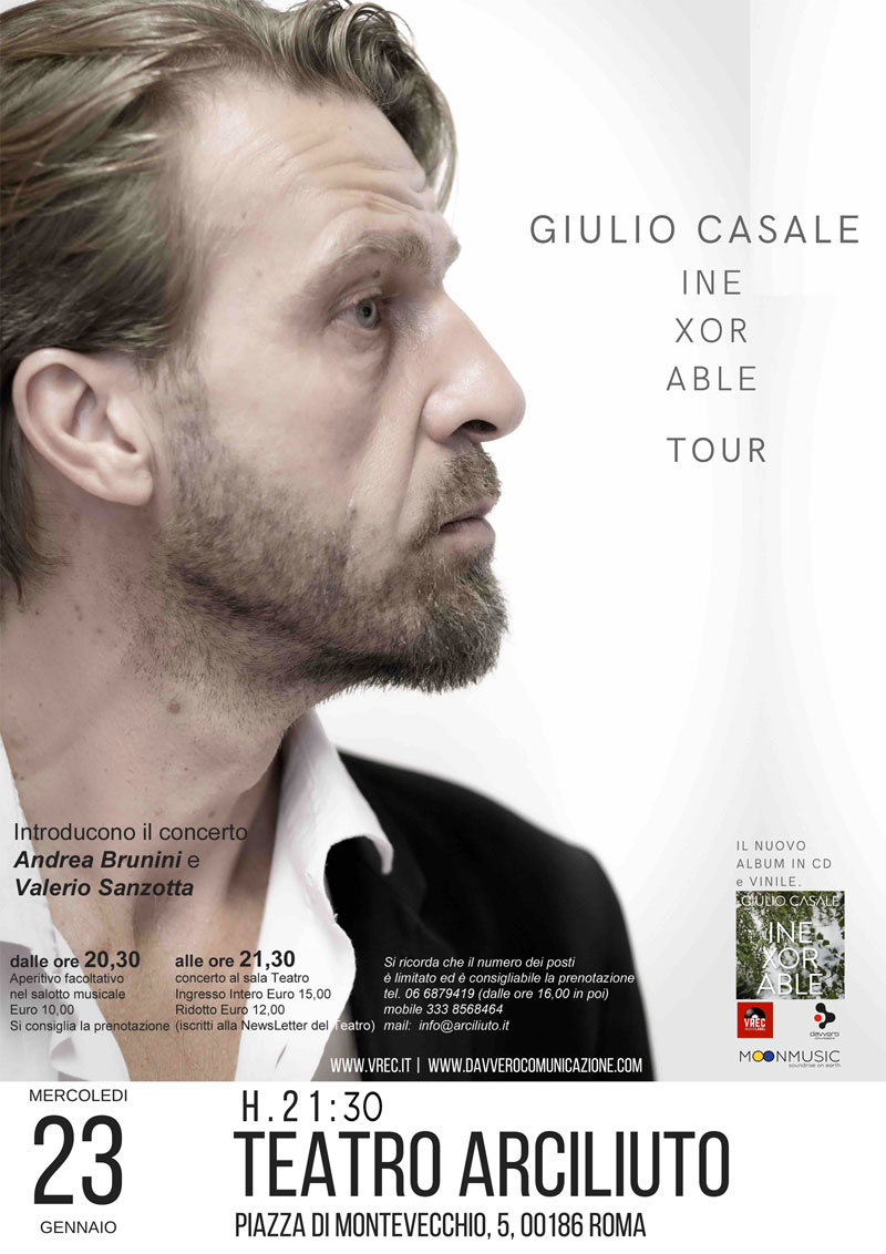 Foto 1 - Giulio Casale in concerto con il nuovo album Inexorable, a Roma al Teatro Arciliuto il 23 gennaio