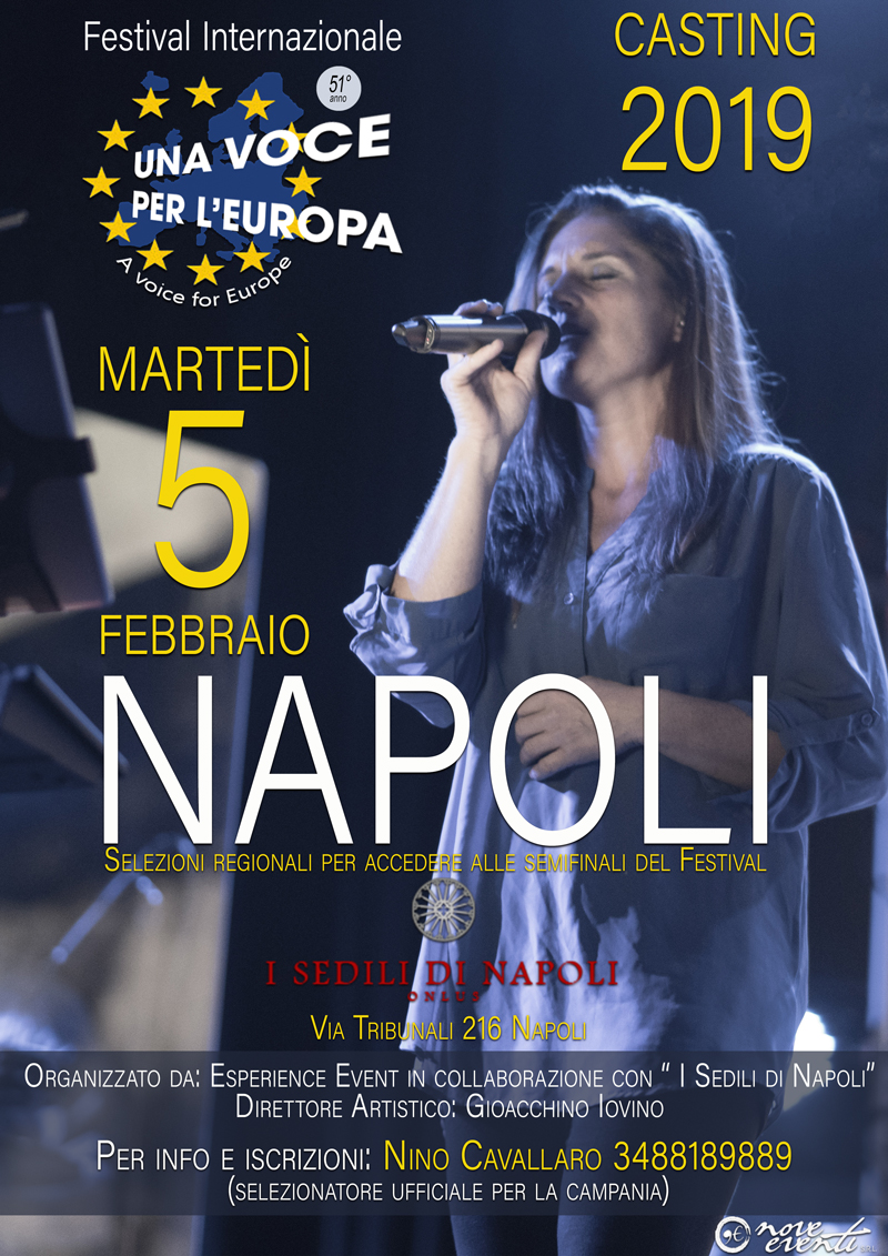 Al via da Napoli i casting 2019 per partecipare a Una Voce per l'Europa