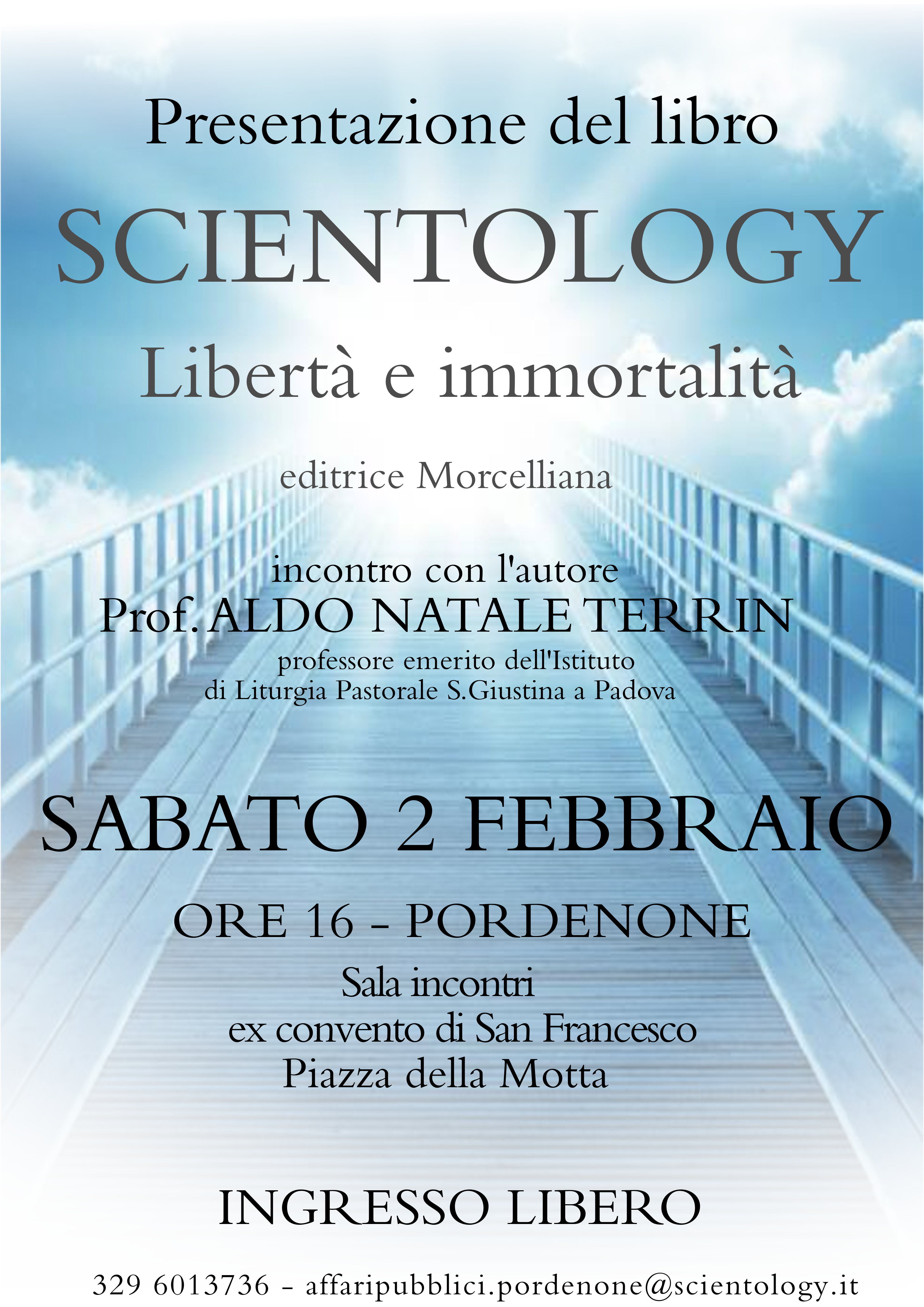 Il Prof. Terrin presenta il suo libro  “SCIENTOLOGY Libertà e Immortalità” a Pordenone