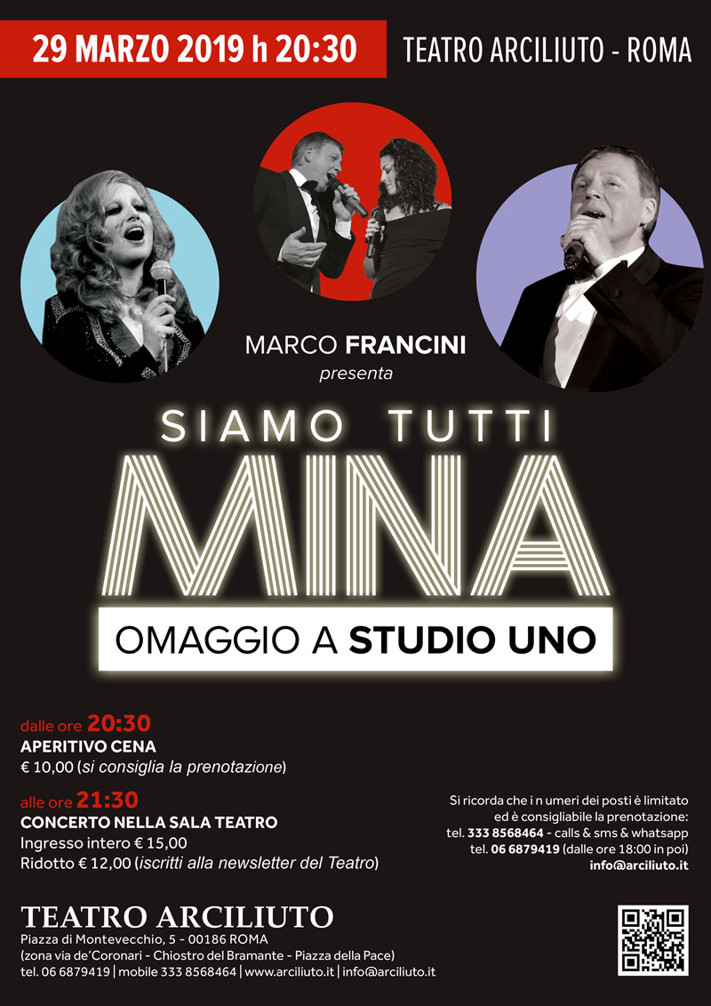 Al Teatro Arciliuto “Siamo tutti Mina. Omaggio a Studio Uno” - Roma, 29 marzo 2019