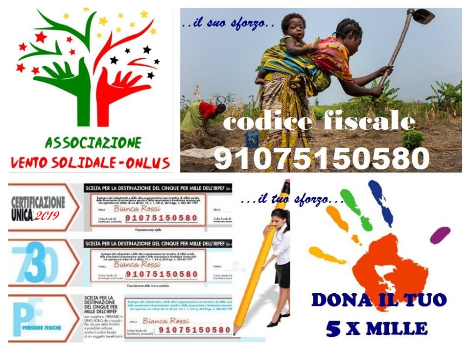 L’ASSOCIAZIONE “VENTO SOLIDALE – ONLUS” IMPIEGA AL 100% LE DONAZIONI  A FAVORE DEI PROGETTI DI SOLIDARIETA' !!!