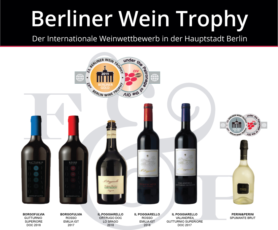 Grande risultato per F&P Wine Group che ottiene cinque medaglie d’oro e una d’argento alla Summer Edition del Berliner Wine Trophy 2019