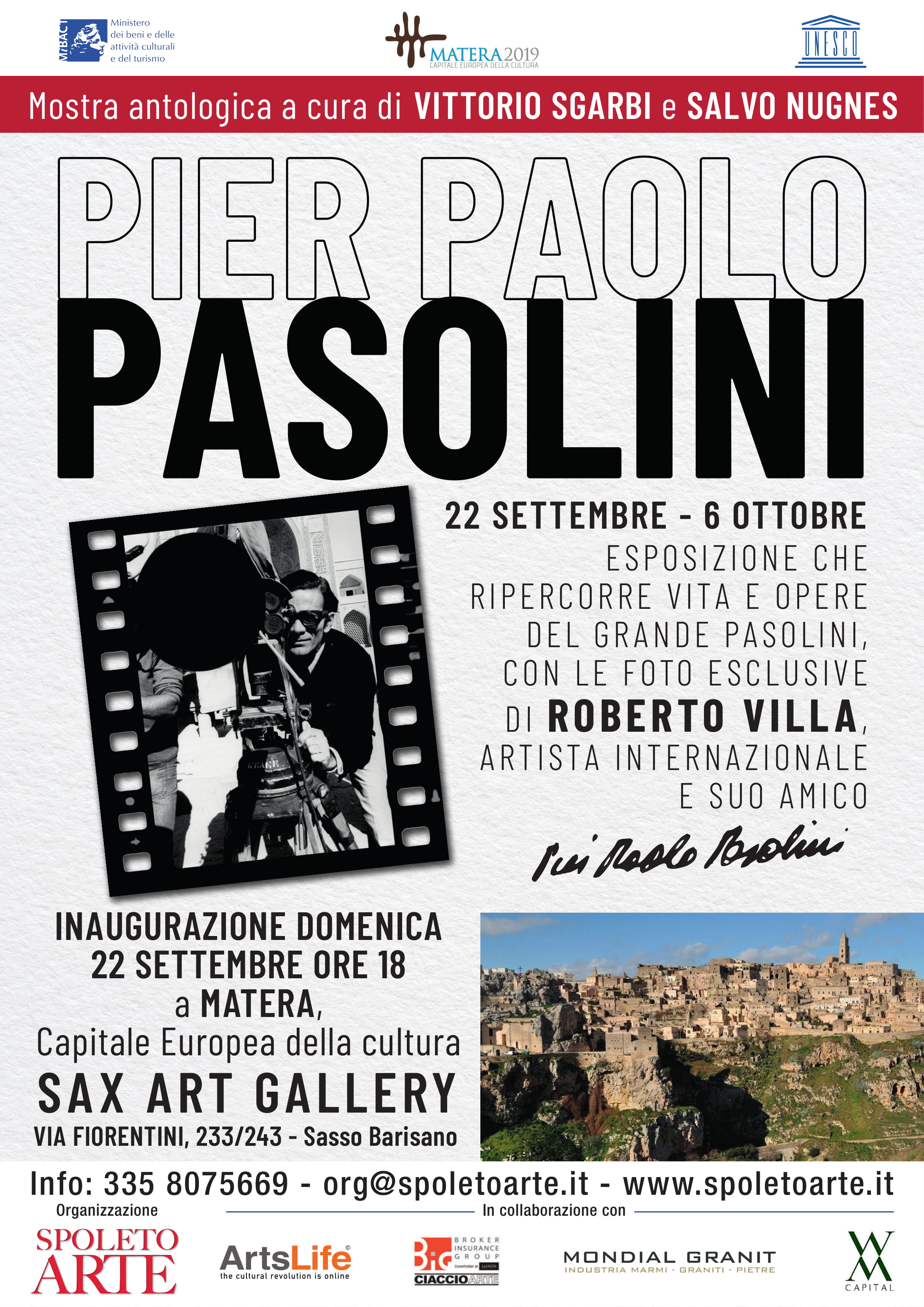 Pasolini a Matera: la mostra antologica curata da Vittorio Sgarbi e Salvo Nugnes