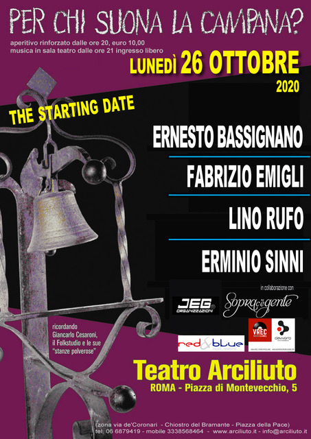 Riparte al Teatro Arciliuto il format PER CHI SUONA LA CAMPANA? giunto alla NONA EDIZIONE (Roma, 26 ottobre)