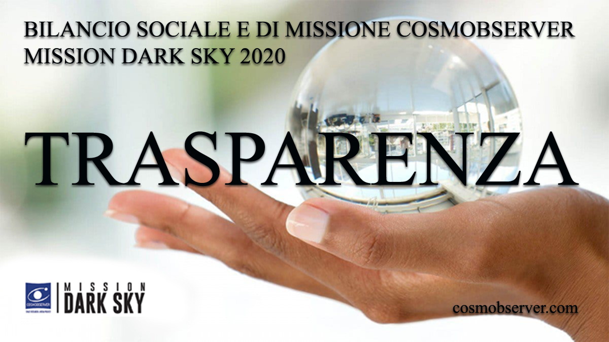 COSMOBSERVER e MISSION DARK SKY pubblicano il Bilancio sociale e di missione 2020