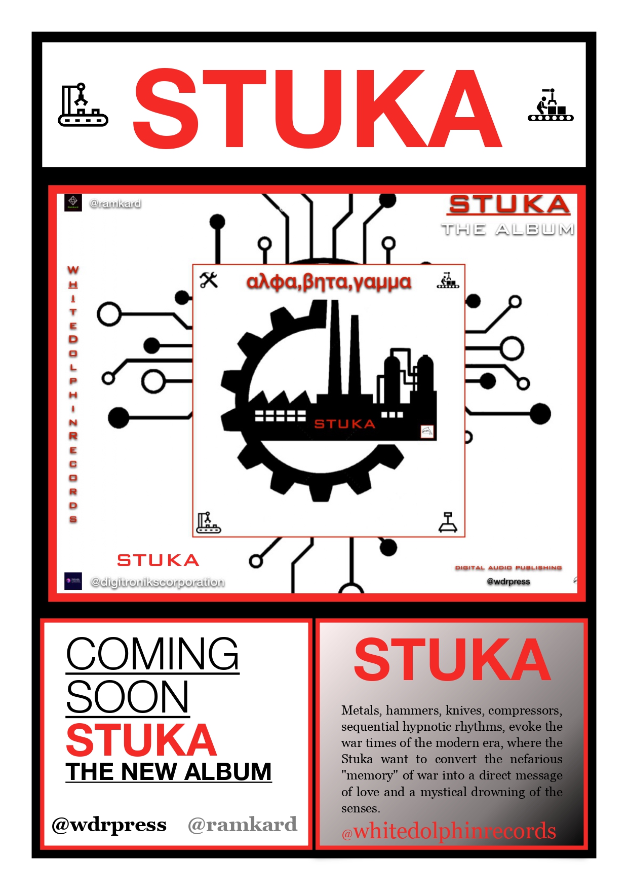 Nelle piattaforme di musica il nuovo album post industriale degli Stuka : “ἂλφα, βῆτα, γάμμα”!