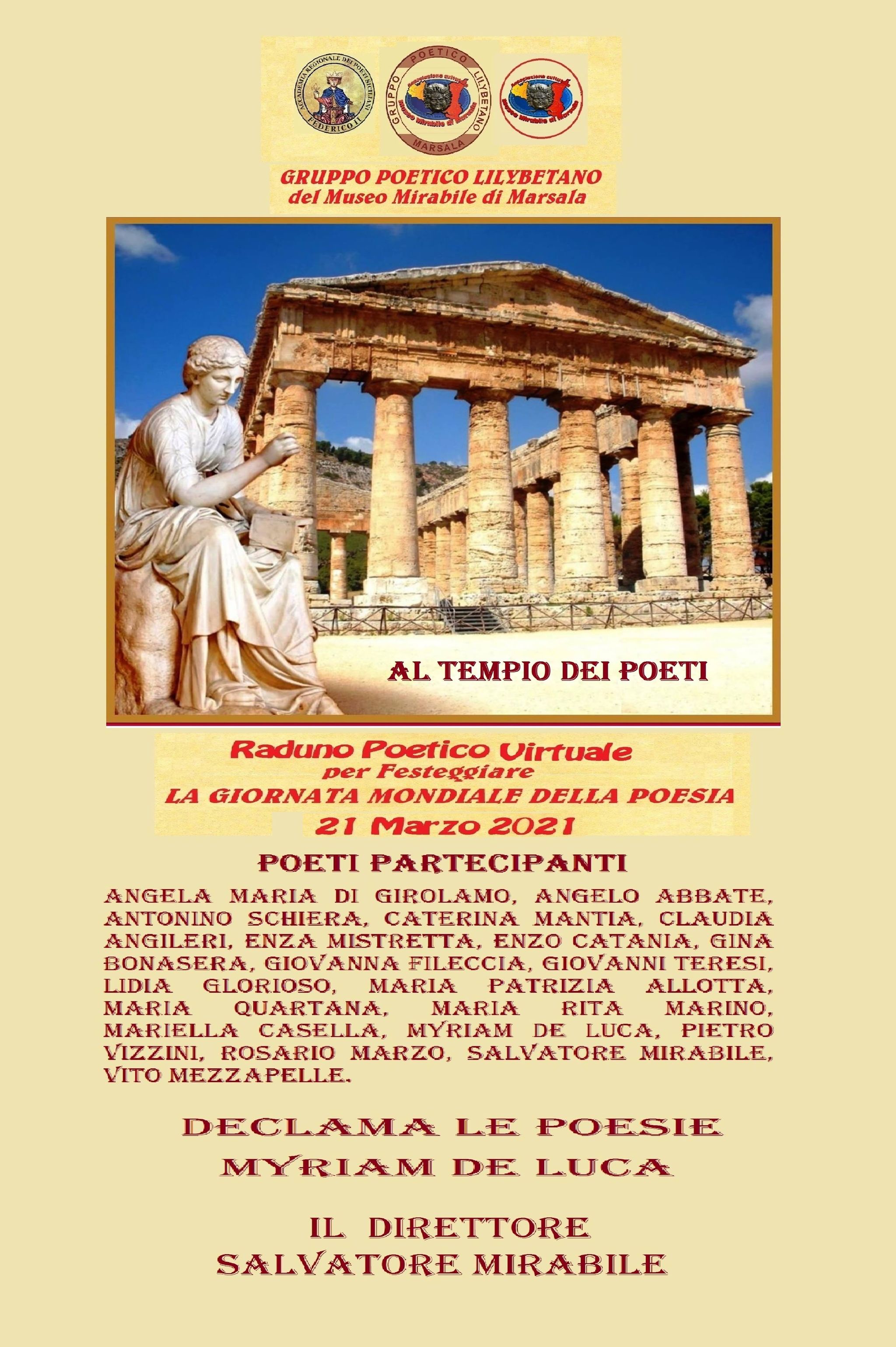 Un recital virtuale nella Giornata Mondiale della Poesia, autori siciliani aderiscono all'invito del Museo Mirabile di Marsala - Sezione Gruppo Poetico Lilybetano 