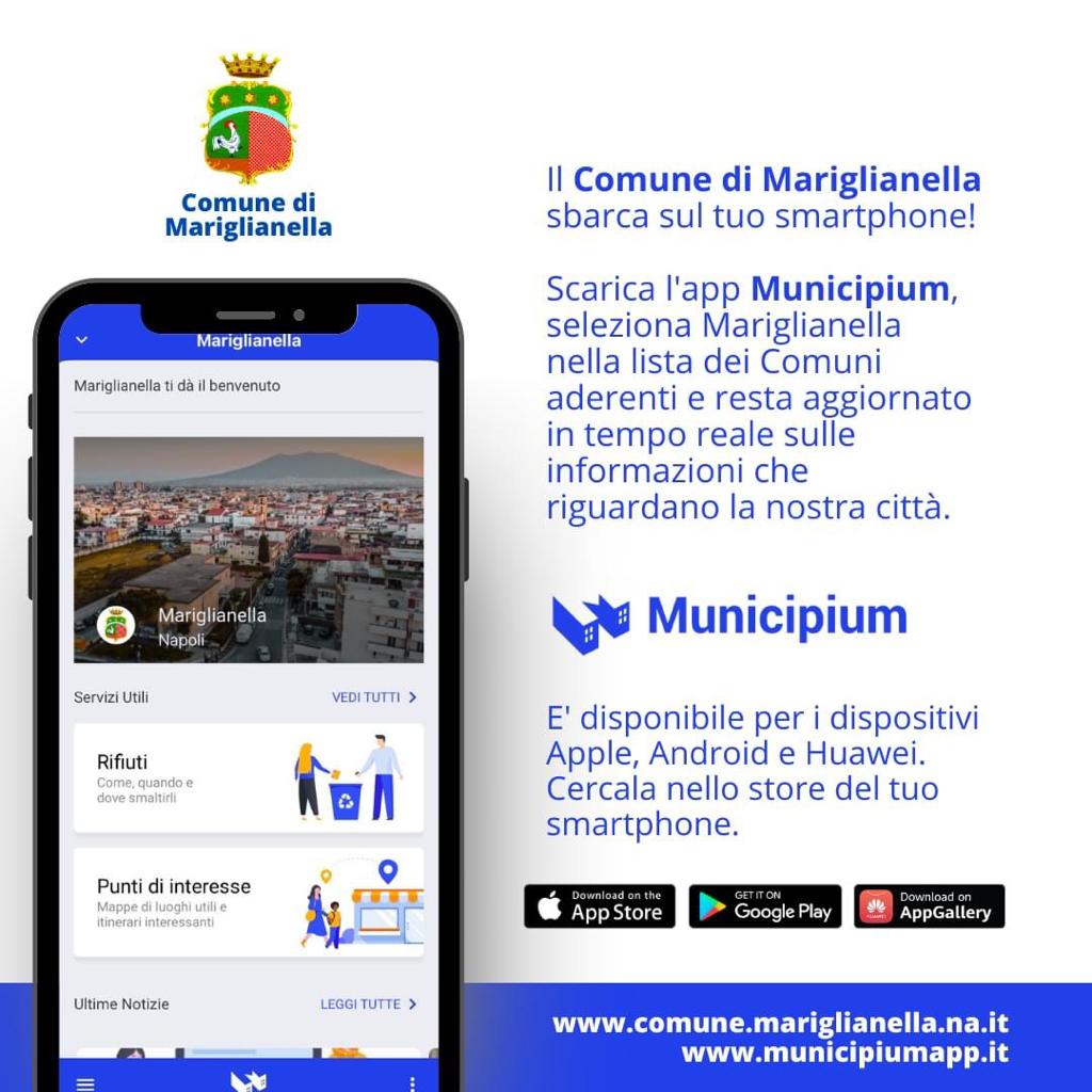- Mariglianella, Comune, nuovo servizio al cittadino con l’App Municipium.   