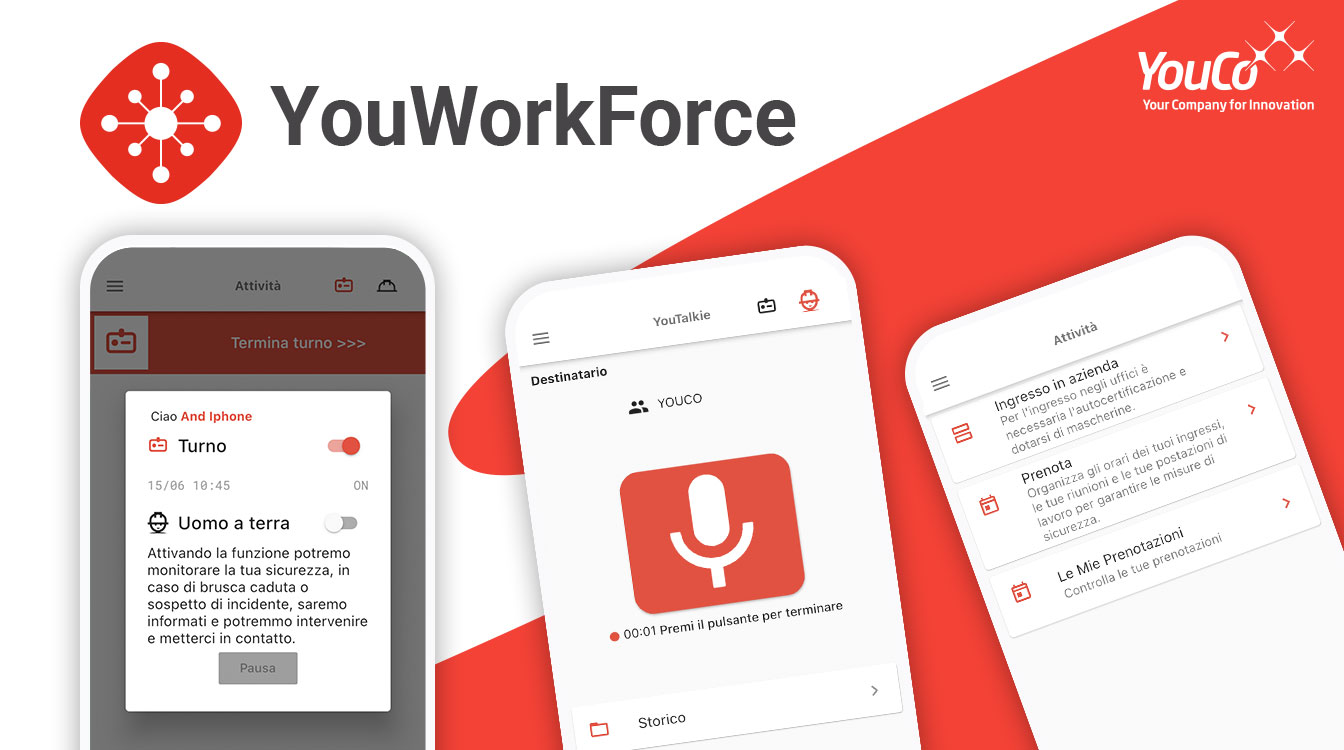 YouWorkForce: completamente rinnovata e per la prima volta disponibile il client unico sia per iOS che per Android,  la soluzione proposta da YouCo per la gestione efficiente delle squadre di lavoro