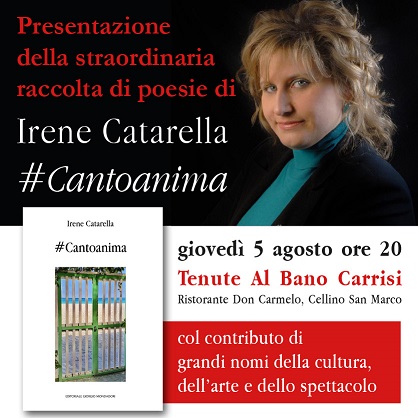 “#Cantoanima” di Irene Catarella presentato alla mostra-evento alle Tenute Al Bano Carrisi giovedì 5 agosto