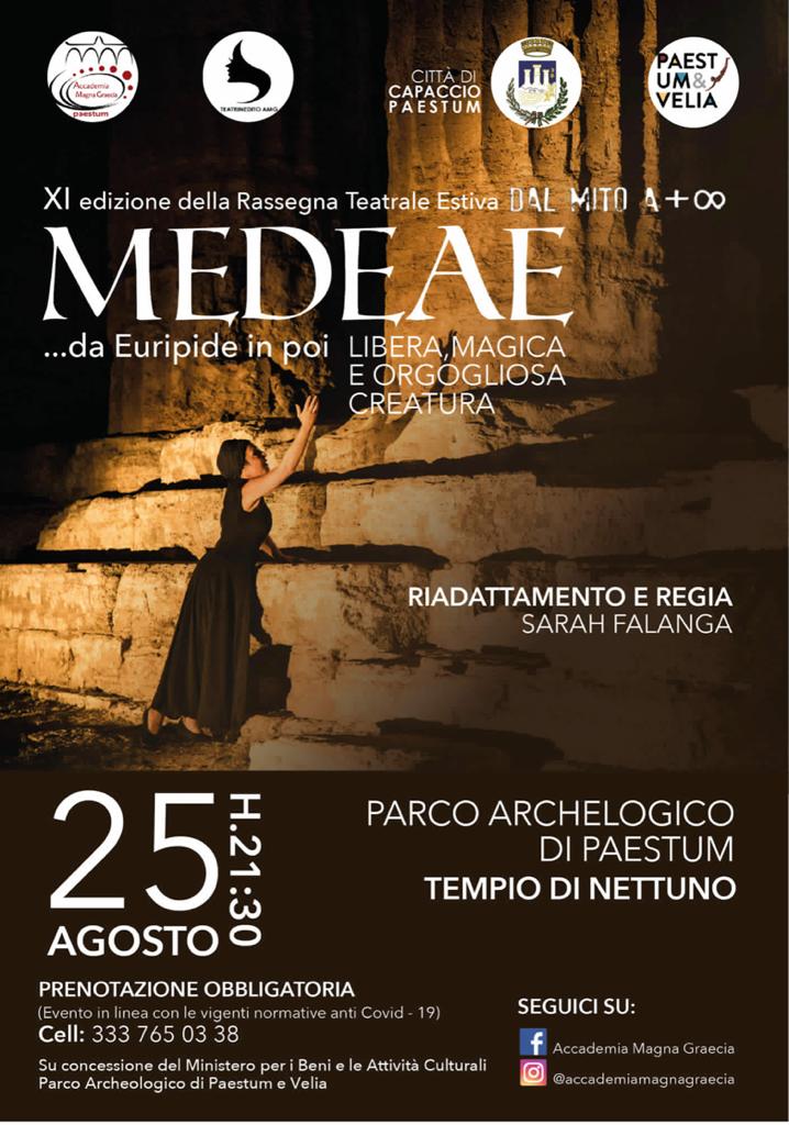 Paestum, al Tempio di Nettuno lo spettacolo teatrale  “Medeae…da Euripide in poi