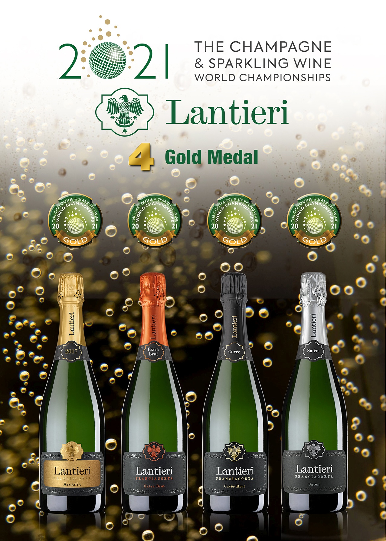 Quattro Medaglie d’oro per Lantieri al prestigioso The Champagne & Sparkling Wine World Championship 2021