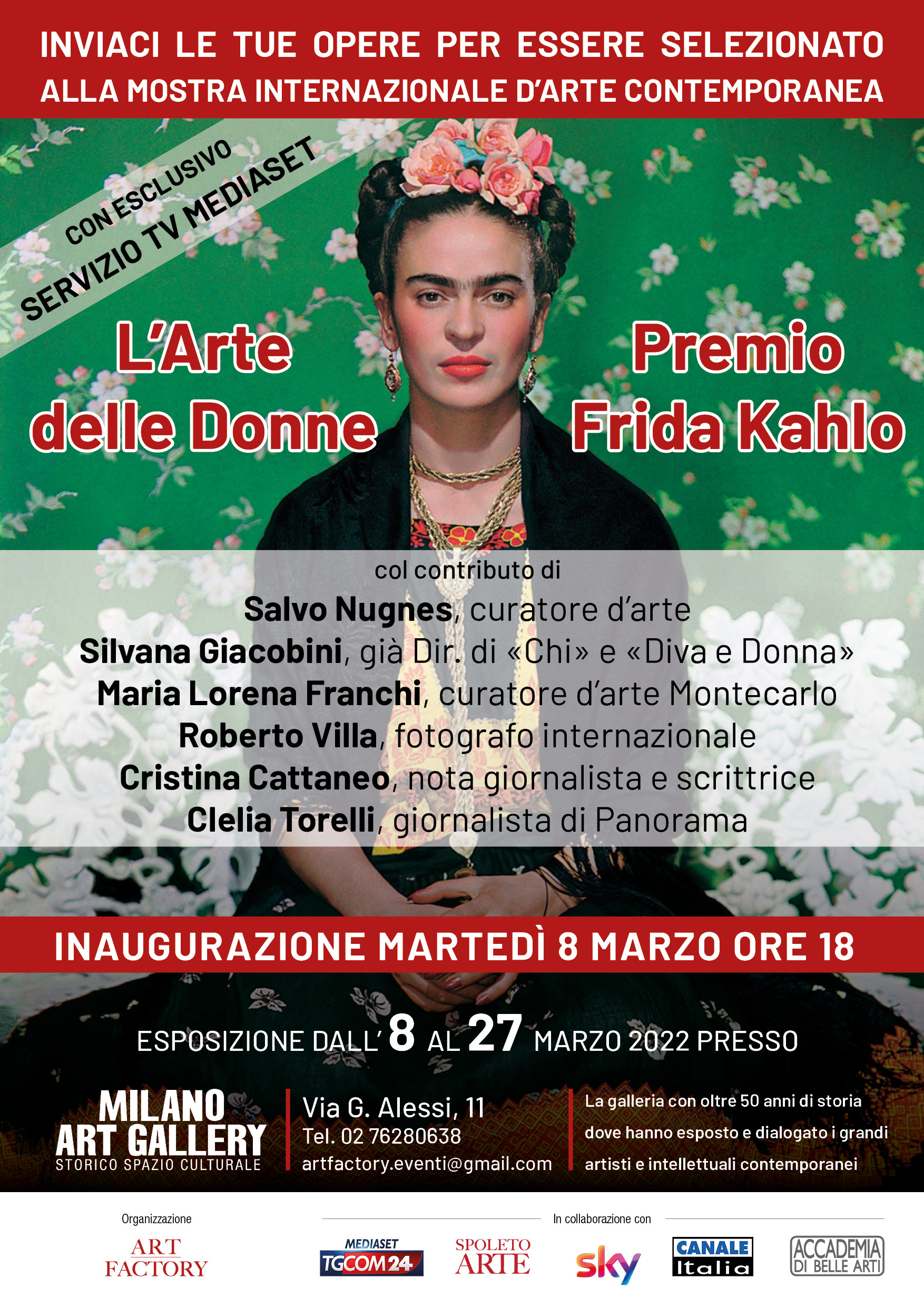 S. Giacobini, M.L. Franchi, S. Nugnes alla Milano Art Gallery per il Premio Frida Kahlo