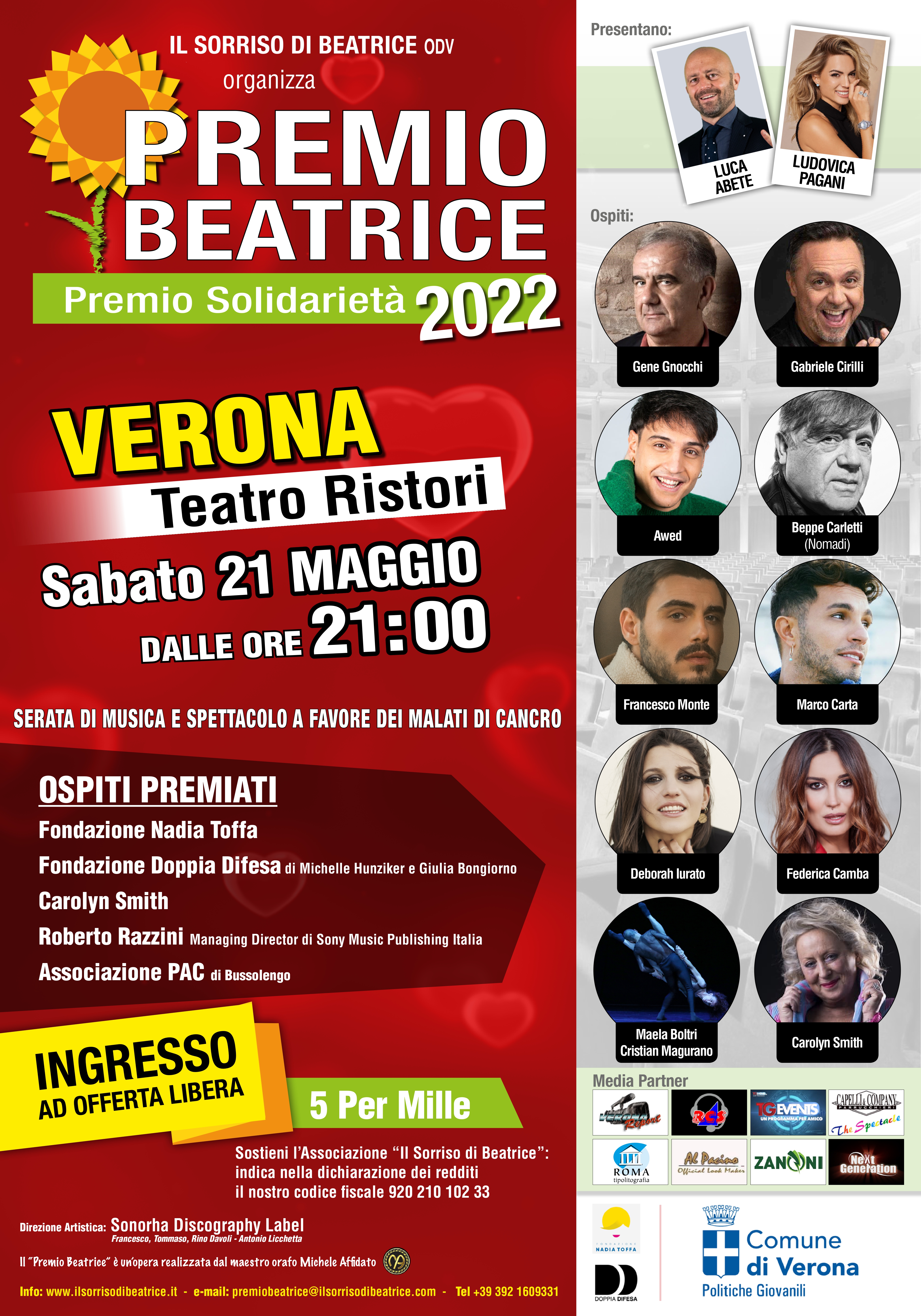 PREMIO BEATRICE 2022 con il patrocinio del Comune di Verona – Politiche Giovanili