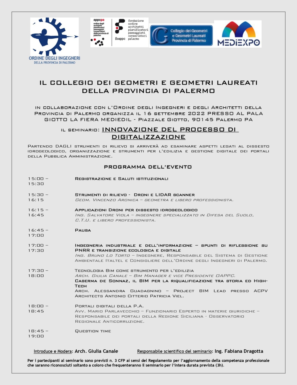Foto 1 - Polo Fieristico “PalaGiotto” di Palermo, seminario del Collegio dei Geometri su innovazione, dissesto idrogeologico e portali della pubblica amministrazione