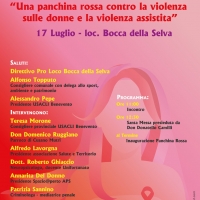Panchina rossa antiviolenza: domenica 17 luglio inaugurazione a Bocca Della Selva
