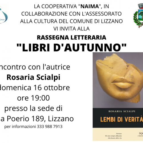 Lembi di verità a Lizzano per la rassegna letteraria Libri d'autunno
