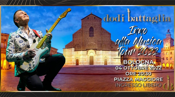 Dodi Battaglia in concerto con ‘Inno alla Musica Tour 2022’, il 4 ottobre a Bologna, in Piazza Maggiore