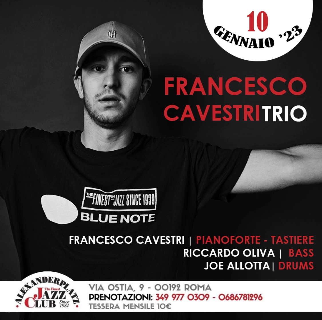 Foto 1 - FRANCESCO CAVESTRI TRIO live martedì 10 gennaio 2023 all'Alexanderplatz Jazz Club di Roma