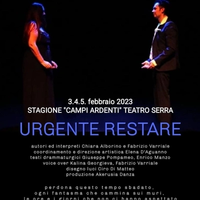 “Urgente restare”. Alla rassegna “Campi Ardenti” del Teatro Serra uno spettacolo di danza che racconta l’amore