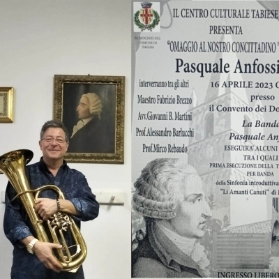   Vitaliano Gallo dirige la Banda P. Anfossi Domenica 16 Aprile 2023 alle 16h30 Taggia  Chiostro dei  Domenicani