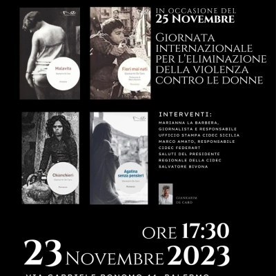 Giornata internazionale contro la violenza sulle donne, la CIDEC organizza un dibattito nella sede di Palermo con lo scrittore Giankarim De Caro