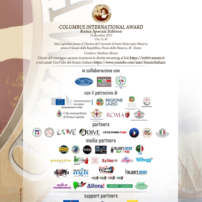 Premio COLUMBUS INTERNATIONAL AWARD Roma Special Edition 15 dicembre 2023 -  presso Senato della Repubblica