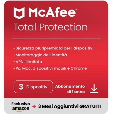 McAfee Total Protection 2024: protezione antivirus e sicurezza online per 3 dispositivi